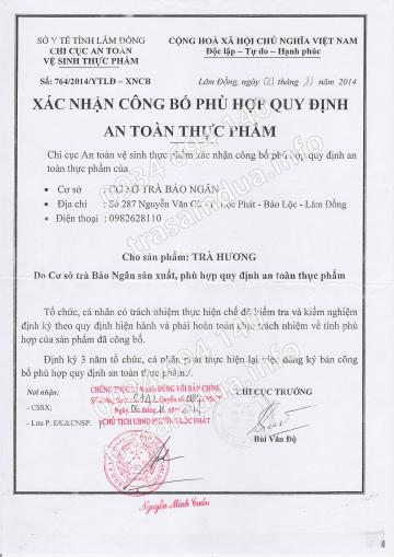 Xác nhận công bố phù hợp quy định An toàn thực phẩm